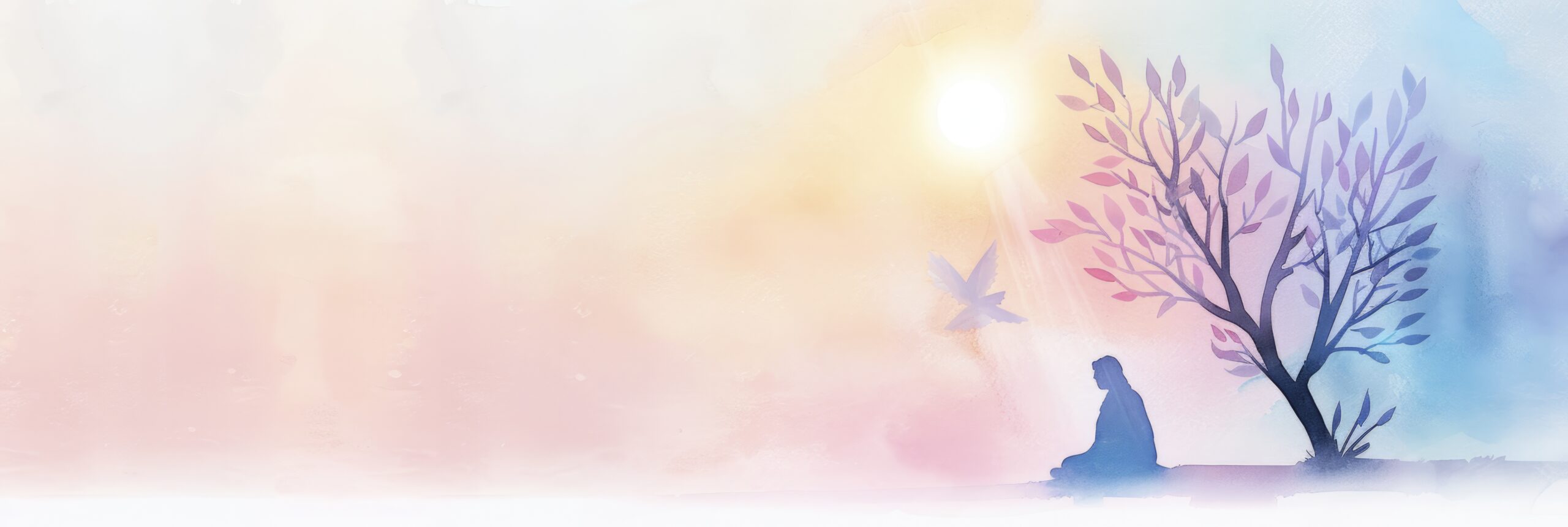 watercolor angel standing above an adult man sitting on the grou Adhyatma Ramayan